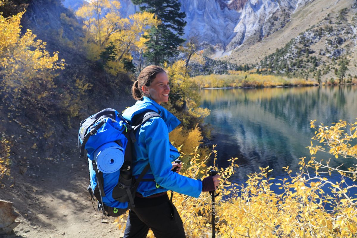 Jennifer Pharr Davis – Professional hiker, Jennifer Pharr Davis, admires the crisp beauty of an autumn morning near Mammoth Lakes.